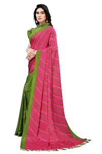 Women Poly art silk printed  saree with  Unstitched Blouse Piecee Pink-thumb1