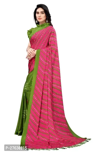 Women Poly art silk printed  saree with  Unstitched Blouse Piecee Pink-thumb2