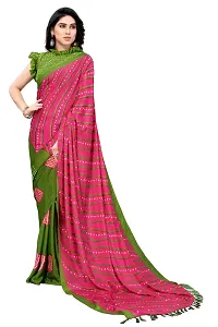 Women Poly art silk printed  saree with  Unstitched Blouse Piecee Pink-thumb2