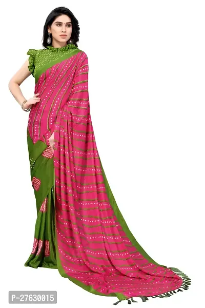 Women Poly art silk printed  saree with  Unstitched Blouse Piecee Pink-thumb3