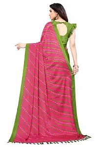 Women Poly art silk printed  saree with  Unstitched Blouse Piecee Pink-thumb3