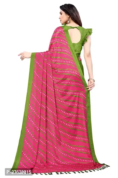 Women Poly art silk printed  saree with  Unstitched Blouse Piecee Pink-thumb4