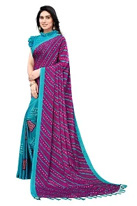 Women Poly art silk printed  saree with  Unstitched Blouse Piecee Sky blue-thumb1