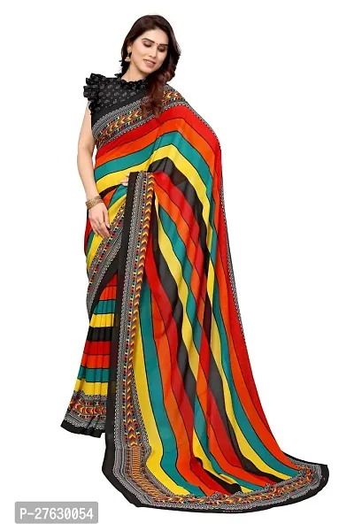 Women Georgette printed saree with  Unstitched Blouse Piecee Multicolored-thumb2