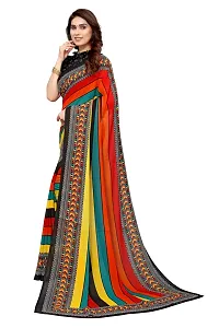 Women Georgette printed saree with  Unstitched Blouse Piecee Multicolored-thumb2