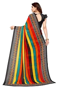 Women Georgette printed saree with  Unstitched Blouse Piecee Multicolored-thumb4