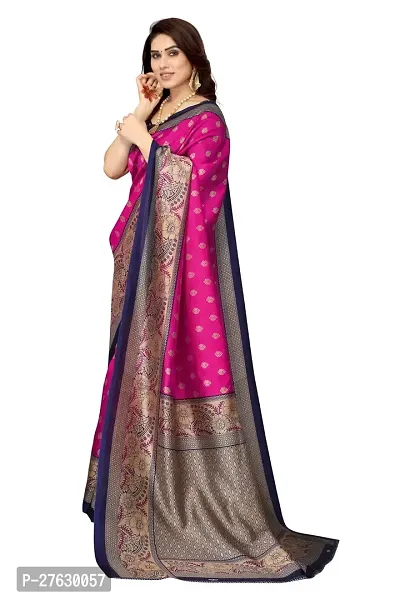 Women Art silk printed saree with  Unstitched Blouse Piecee Pink-thumb2