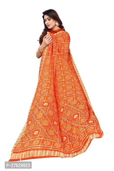 Women Georggate badhani Saree With Unstitched Blouse Piecee orange-thumb3