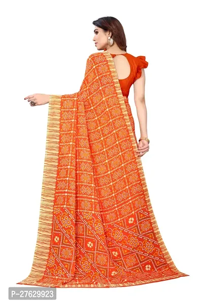 Women Georggate badhani Saree With Unstitched Blouse Piecee orange-thumb4