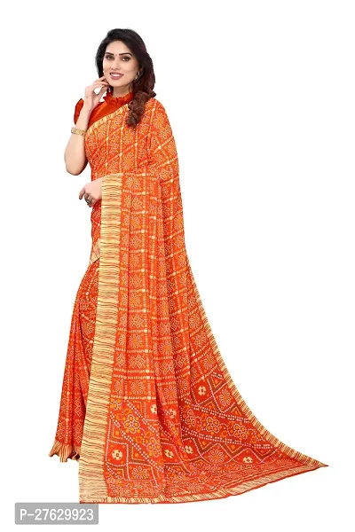 Women Georggate badhani Saree With Unstitched Blouse Piecee orange-thumb5