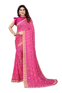 Women Georggate badhani Saree With Unstitched Blouse Piecee pink-thumb2