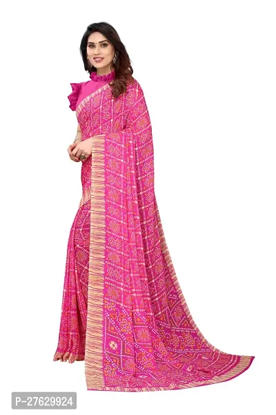 Women Georggate badhani Saree With Unstitched Blouse Piecee pink-thumb5