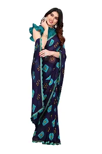 Women Georggate printed saree With Unstitched Blouse Piecee blue-thumb1