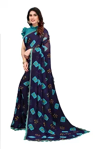 Women Georggate printed saree With Unstitched Blouse Piecee blue-thumb3