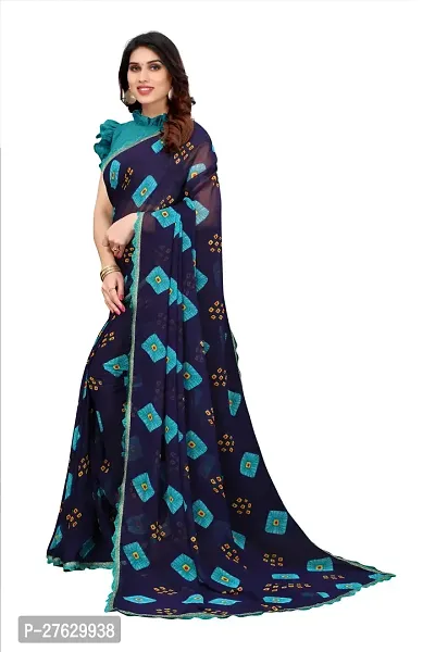 Women Georggate printed saree With Unstitched Blouse Piecee blue-thumb4