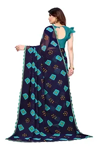 Women Georggate printed saree With Unstitched Blouse Piecee blue-thumb4