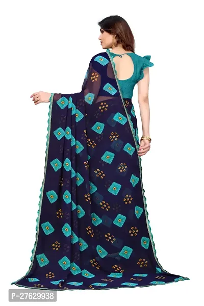 Women Georggate printed saree With Unstitched Blouse Piecee blue-thumb5