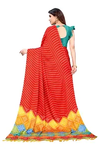 Women moss chiffon printed saree With Unstitched Blouse Piecee light red-thumb4