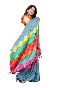 Women moss chiffon printed saree With Unstitched Blouse Piecee light grey-thumb3