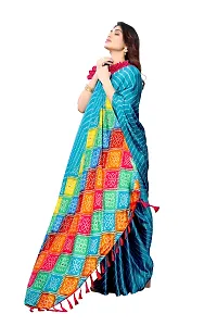 Women moss chiffon printed saree With Unstitched Blouse Piecee light blue-thumb3