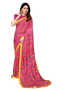 Women Georgette printed leriya saree with  Unstitched Blouse Piecee light pink-thumb2