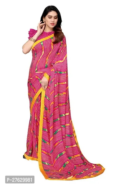 Women Georgette printed leriya saree with  Unstitched Blouse Piecee light pink-thumb3