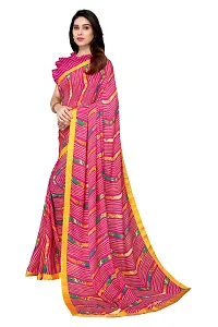 Women Georgette printed leriya saree with  Unstitched Blouse Piecee light pink-thumb3