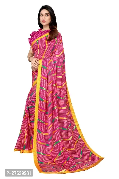 Women Georgette printed leriya saree with  Unstitched Blouse Piecee light pink-thumb4