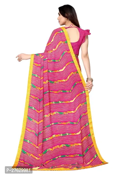 Women Georgette printed leriya saree with  Unstitched Blouse Piecee light pink-thumb5