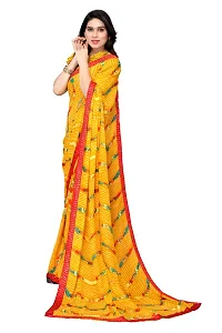 Women Georgette printed leriya saree with  Unstitched Blouse Piecee Yellow-thumb2