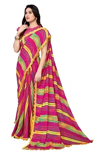 Women Georgette printed leriya saree with  Unstitched Blouse Piecee Dark pink-thumb1