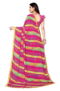 Women Georgette printed leriya saree with  Unstitched Blouse Piecee Dark pink-thumb2