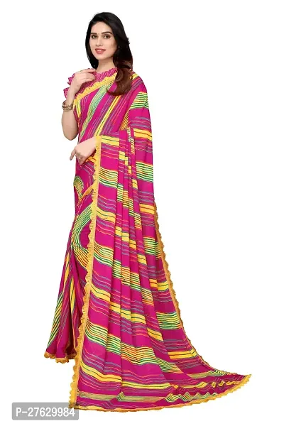 Women Georgette printed leriya saree with  Unstitched Blouse Piecee Dark pink-thumb4