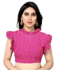 Women Georgette printed leriya saree with  Unstitched Blouse Piecee Dark pink-thumb4