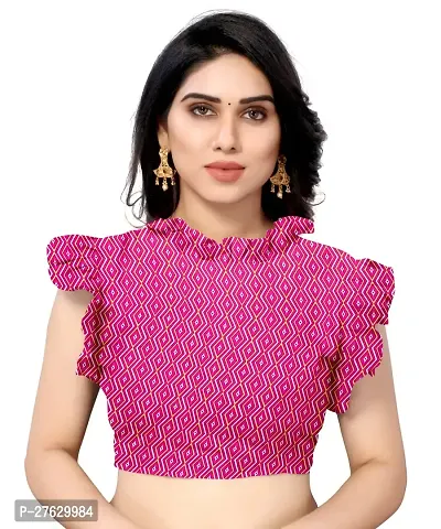 Women Georgette printed leriya saree with  Unstitched Blouse Piecee Dark pink-thumb5