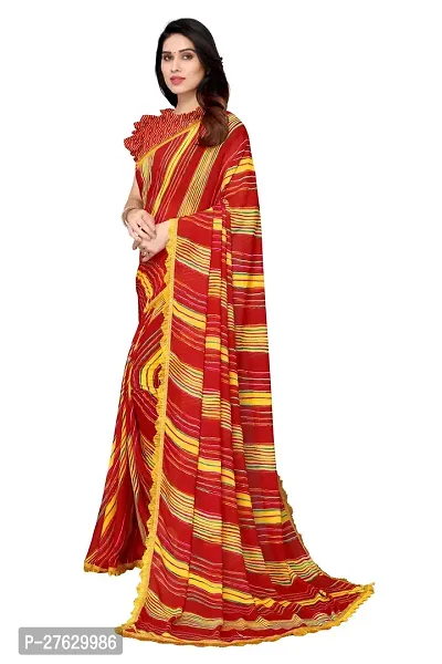 Women Georgette printed leriya saree with  Unstitched Blouse Piecee Maroon-thumb3