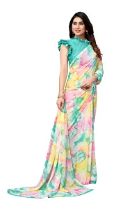 Women Georgette printed leriya saree with  Unstitched Blouse Piecee light sky blue-thumb2