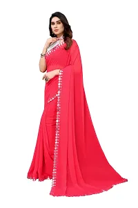 Women Georgette mirror border saree with  Unstitched Blouse Piecee pink-thumb1