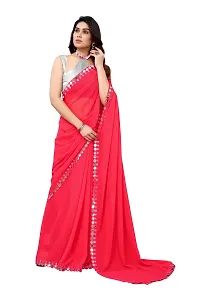 Women Georgette mirror border saree with  Unstitched Blouse Piecee pink-thumb2