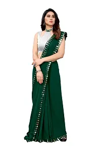 Women Georgette mirror border saree with  Unstitched Blouse Piecee green-thumb1