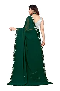 Women Georgette mirror border saree with  Unstitched Blouse Piecee green-thumb2