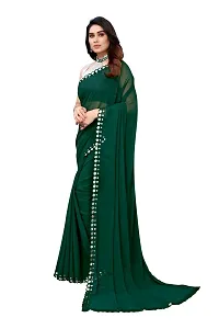 Women Georgette mirror border saree with  Unstitched Blouse Piecee green-thumb4