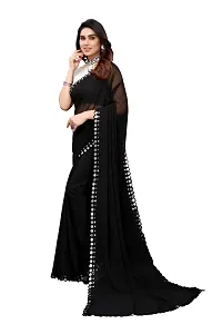 Women Georgette mirror border saree with  Unstitched Blouse Piecee black-thumb2