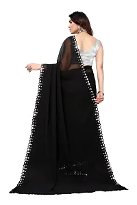Women Georgette mirror border saree with  Unstitched Blouse Piecee black-thumb1
