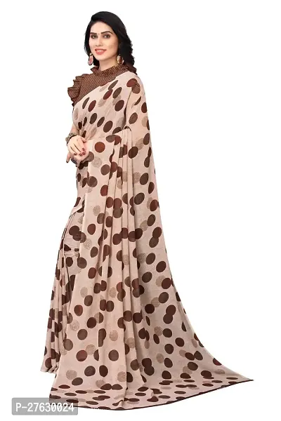 Women Georgette printed  saree with  Unstitched Blouse Piecee brown-thumb2