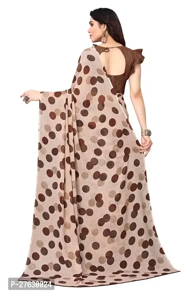 Women Georgette printed  saree with  Unstitched Blouse Piecee brown-thumb3