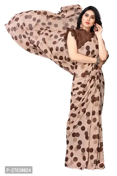 Women Georgette printed  saree with  Unstitched Blouse Piecee brown-thumb4