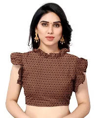 Women Georgette printed  saree with  Unstitched Blouse Piecee brown-thumb4