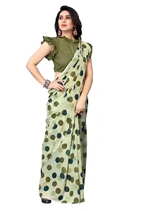 Women Georgette printed  saree with  Unstitched Blouse Piecee Mahendi-thumb3