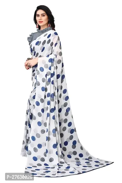 Women Georgette printed  saree with  Unstitched Blouse Piecee Grey-thumb2